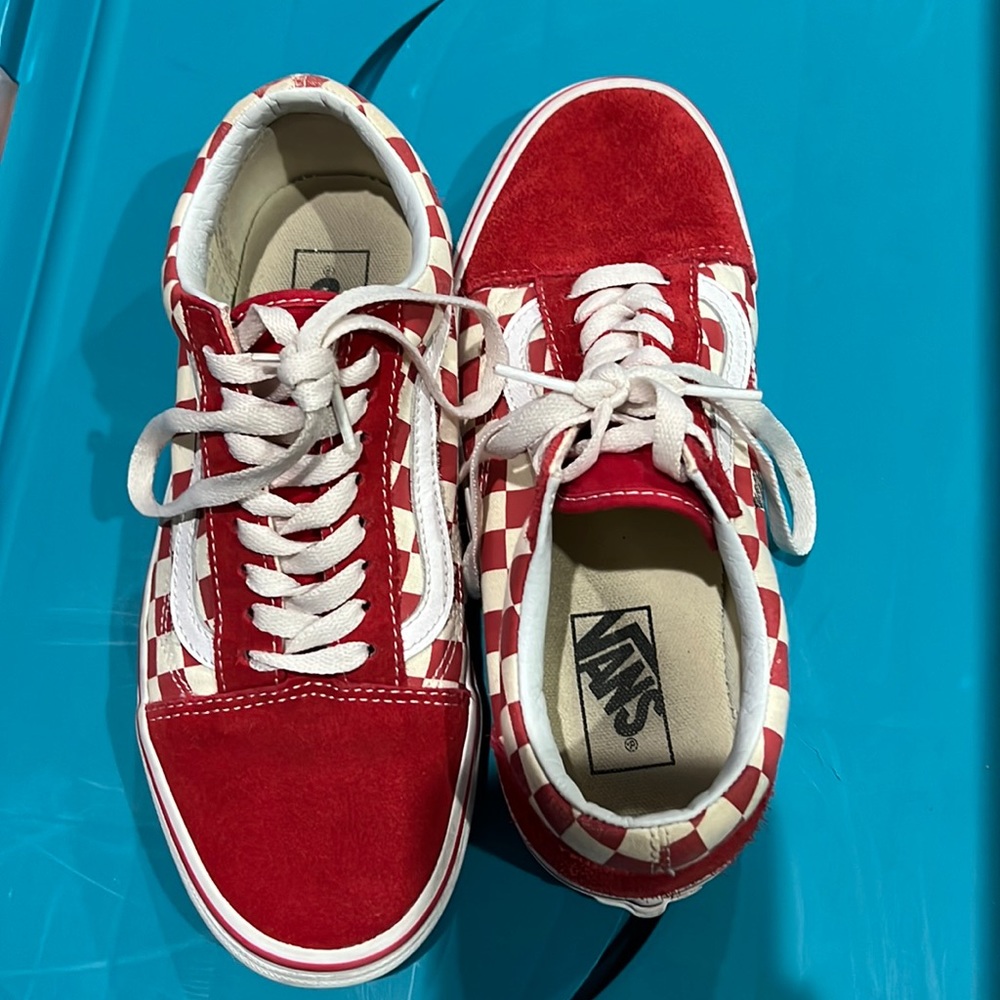 Vans Old Skool Red Checkerboard womens 8.5 mens 7